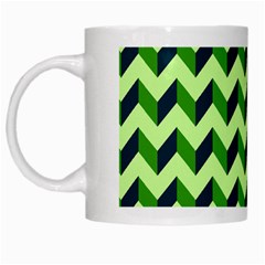 Green Modern Retro Chevron Patchwork Pattern White Coffee Mug