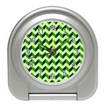 Green Modern Retro Chevron Patchwork Pattern Desk Alarm Clock Front