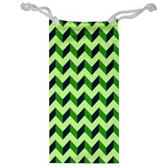 Green Modern Retro Chevron Patchwork Pattern Jewelry Bag