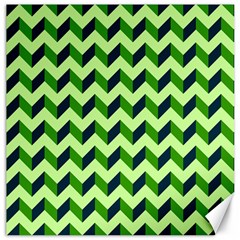 Green Modern Retro Chevron Patchwork Pattern Canvas 16  X 16  (unframed)