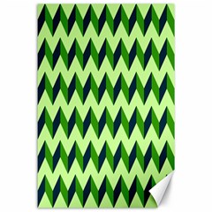 Green Modern Retro Chevron Patchwork Pattern Canvas 24  X 36  (unframed) by GardenOfOphir