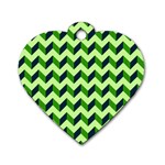 Green Modern Retro Chevron Patchwork Pattern Dog Tag Heart (Two Sided) Back