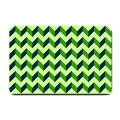 Green Modern Retro Chevron Patchwork Pattern Small Door Mat