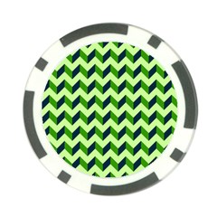 Green Modern Retro Chevron Patchwork Pattern Poker Chip