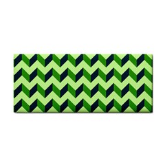 Green Modern Retro Chevron Patchwork Pattern Hand Towel