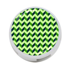 Green Modern Retro Chevron Patchwork Pattern 4-port Usb Hub (two Sides)