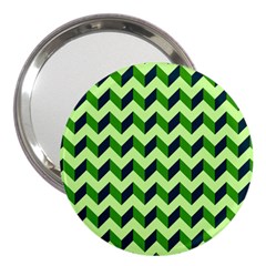 Green Modern Retro Chevron Patchwork Pattern 3  Handbag Mirror