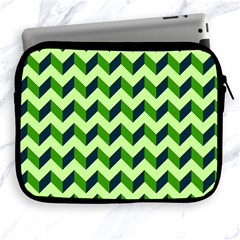 Green Modern Retro Chevron Patchwork Pattern Apple Ipad Zippered Sleeve by GardenOfOphir