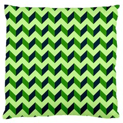 Green Modern Retro Chevron Patchwork Pattern Standard Flano Cushion Case (two Sides) by GardenOfOphir