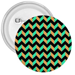 Neon And Black Modern Retro Chevron Patchwork Pattern 3  Button