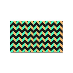 Neon And Black Modern Retro Chevron Patchwork Pattern Sticker (rectangle)