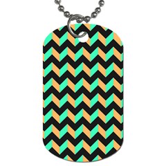 Neon And Black Modern Retro Chevron Patchwork Pattern Dog Tag (one Sided)