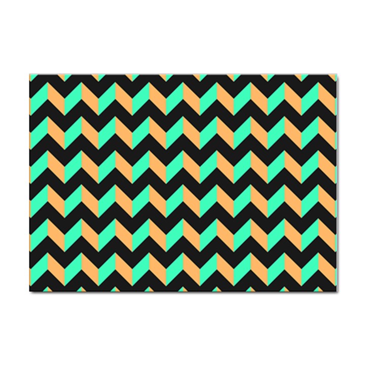 Neon and Black Modern Retro Chevron Patchwork Pattern A4 Sticker 100 Pack