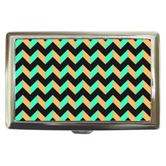 Neon And Black Modern Retro Chevron Patchwork Pattern Cigarette Money Case by GardenOfOphir