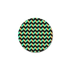 Neon And Black Modern Retro Chevron Patchwork Pattern Golf Ball Marker by GardenOfOphir