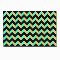 Neon And Black Modern Retro Chevron Patchwork Pattern Postcard 4 x 6  (10 Pack) by GardenOfOphir