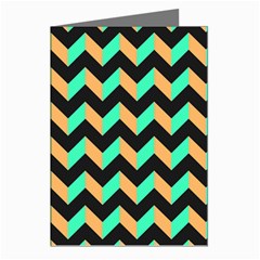 Neon And Black Modern Retro Chevron Patchwork Pattern Greeting Card (8 Pack) by GardenOfOphir