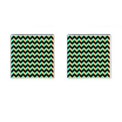 Neon And Black Modern Retro Chevron Patchwork Pattern Cufflinks (square)