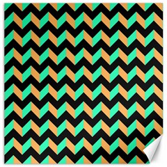 Neon And Black Modern Retro Chevron Patchwork Pattern Canvas 20  X 20  (unframed)