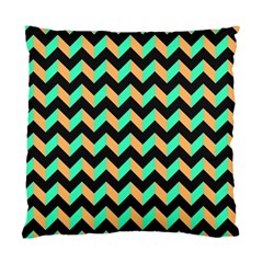 Neon And Black Modern Retro Chevron Patchwork Pattern Cushion Case (two Sided)  by GardenOfOphir