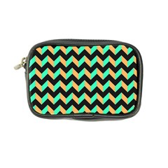 Neon And Black Modern Retro Chevron Patchwork Pattern Coin Purse by GardenOfOphir