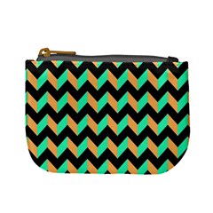 Neon And Black Modern Retro Chevron Patchwork Pattern Coin Change Purse