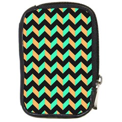 Neon And Black Modern Retro Chevron Patchwork Pattern Compact Camera Leather Case