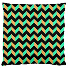 Neon And Black Modern Retro Chevron Patchwork Pattern Large Cushion Case (single Sided) 