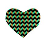 Neon and Black Modern Retro Chevron Patchwork Pattern 16  Premium Heart Shape Cushion  Front