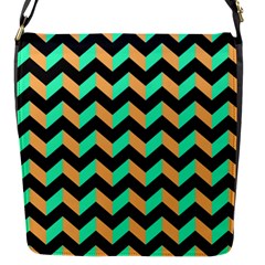 Neon And Black Modern Retro Chevron Patchwork Pattern Flap Closure Messenger Bag (small)