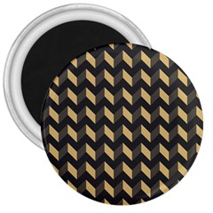 Tan Gray Modern Retro Chevron Patchwork Pattern 3  Button Magnet