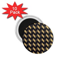 Tan Gray Modern Retro Chevron Patchwork Pattern 1 75  Button Magnet (10 Pack)