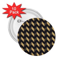 Tan Gray Modern Retro Chevron Patchwork Pattern 2 25  Button (10 Pack)