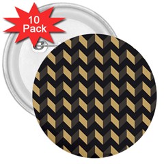 Tan Gray Modern Retro Chevron Patchwork Pattern 3  Button (10 Pack)