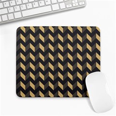 Tan Gray Modern Retro Chevron Patchwork Pattern Large Mouse Pad (rectangle)