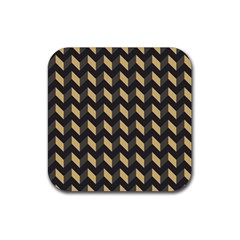 Tan Gray Modern Retro Chevron Patchwork Pattern Drink Coaster (square)