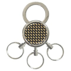 Tan Gray Modern Retro Chevron Patchwork Pattern 3-ring Key Chain