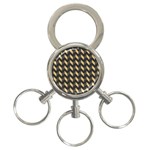 Tan Gray Modern Retro Chevron Patchwork Pattern 3-Ring Key Chain Front