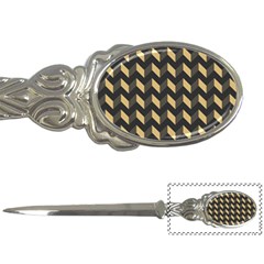 Tan Gray Modern Retro Chevron Patchwork Pattern Letter Opener