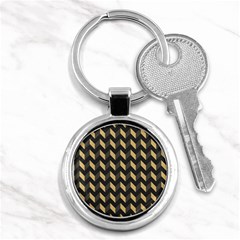 Tan Gray Modern Retro Chevron Patchwork Pattern Key Chain (round)