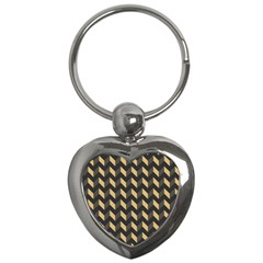 Tan Gray Modern Retro Chevron Patchwork Pattern Key Chain (heart)