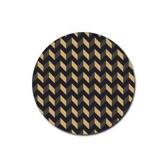 Tan Gray Modern Retro Chevron Patchwork Pattern Drink Coasters 4 Pack (round)