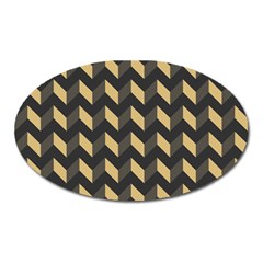 Tan Gray Modern Retro Chevron Patchwork Pattern Magnet (oval)