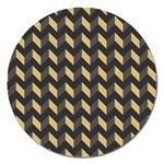 Tan Gray Modern Retro Chevron Patchwork Pattern Magnet 5  (Round) Front