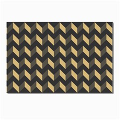 Tan Gray Modern Retro Chevron Patchwork Pattern Postcards 5  X 7  (10 Pack) by GardenOfOphir