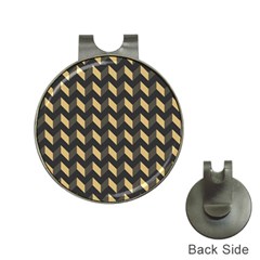 Tan Gray Modern Retro Chevron Patchwork Pattern Hat Clip With Golf Ball Marker