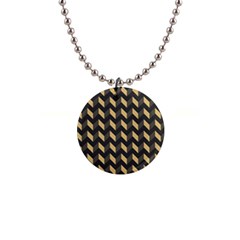 Tan Gray Modern Retro Chevron Patchwork Pattern Button Necklace by GardenOfOphir