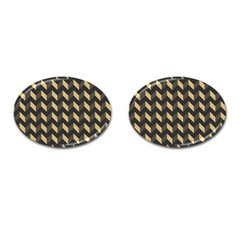 Tan Gray Modern Retro Chevron Patchwork Pattern Cufflinks (oval)