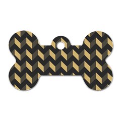 Tan Gray Modern Retro Chevron Patchwork Pattern Dog Tag Bone (two Sided) by GardenOfOphir