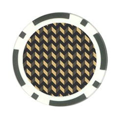 Tan Gray Modern Retro Chevron Patchwork Pattern Poker Chip